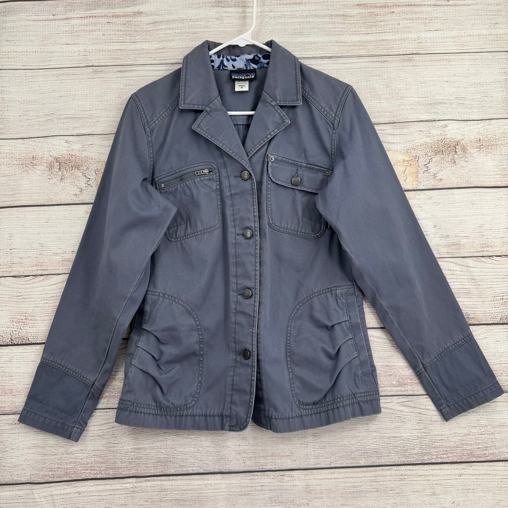 Vintage Y2K Patagonia Utility Jacket Womens M Blue Gray Organic Cotton 27091F5